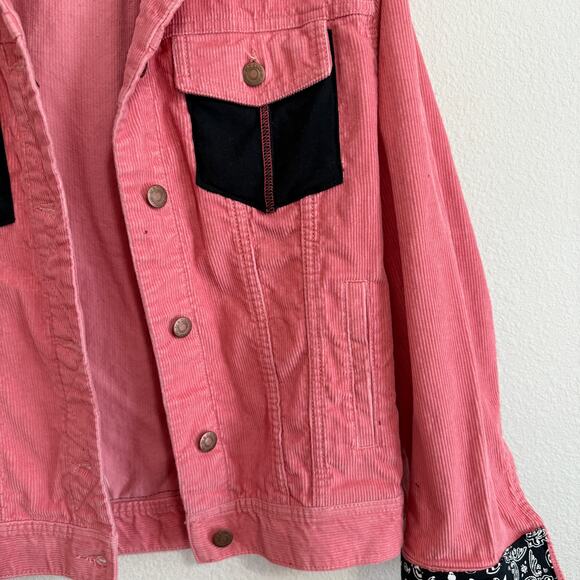 Upcycled Old Navy Corduroy Trucker Jacket W/Harley Davidson Accents Size XL - Picture 6 of 11